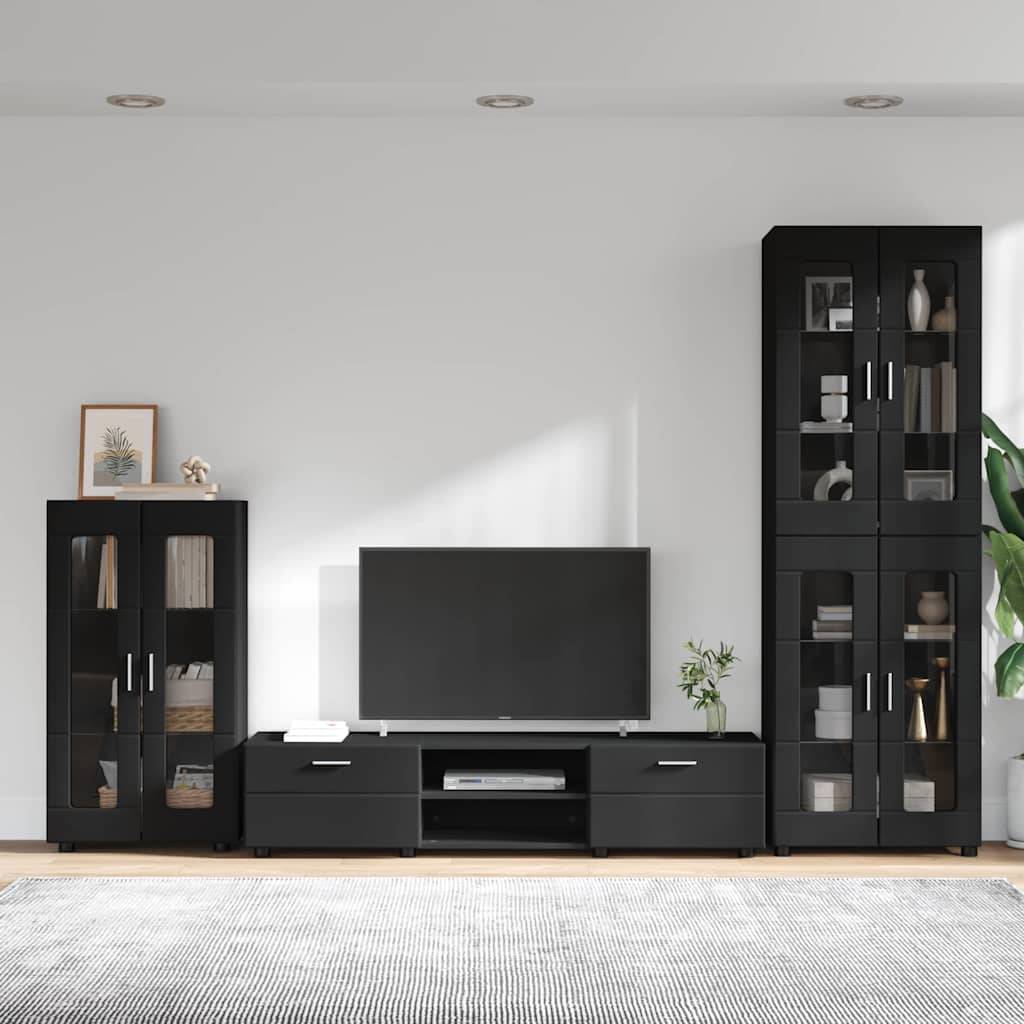 vidaXL TV-Schrankset mit Schubladen FLORIN 3 pcs Schwarz Holzwerkstoff