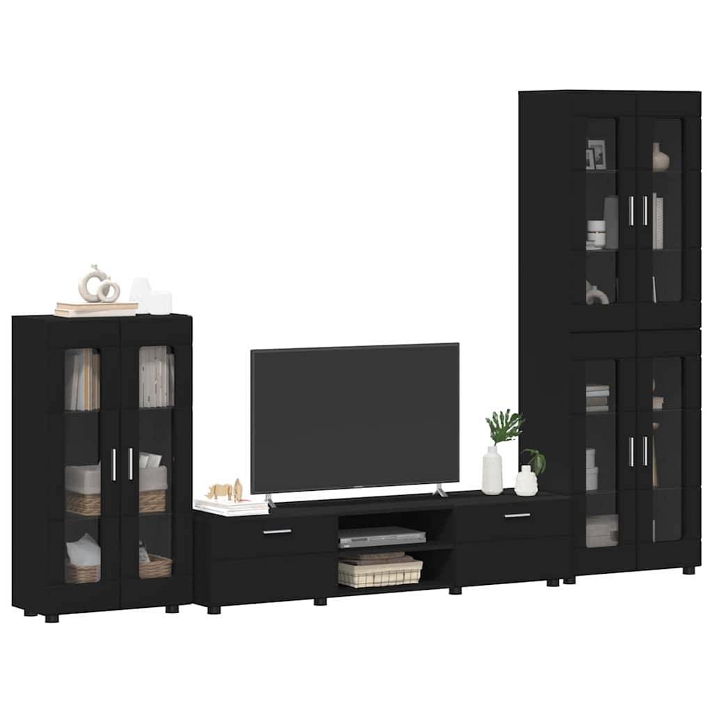 vidaXL TV-Schrankset mit Schubladen FLORIN 3 pcs Schwarz Holzwerkstoff
