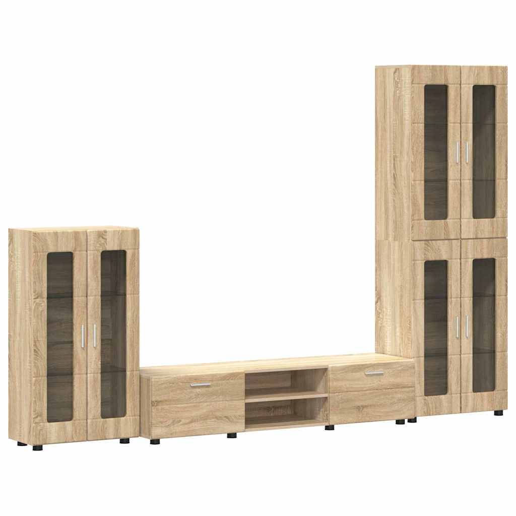 vidaXL TV-Schrankset mit Regal FLORIN 3 pcs Sonoma-Eiche Holzwerkstoff