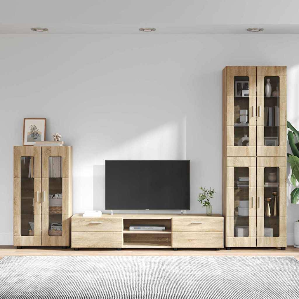 vidaXL TV-Schrankset mit Regal FLORIN 3 pcs Sonoma-Eiche Holzwerkstoff