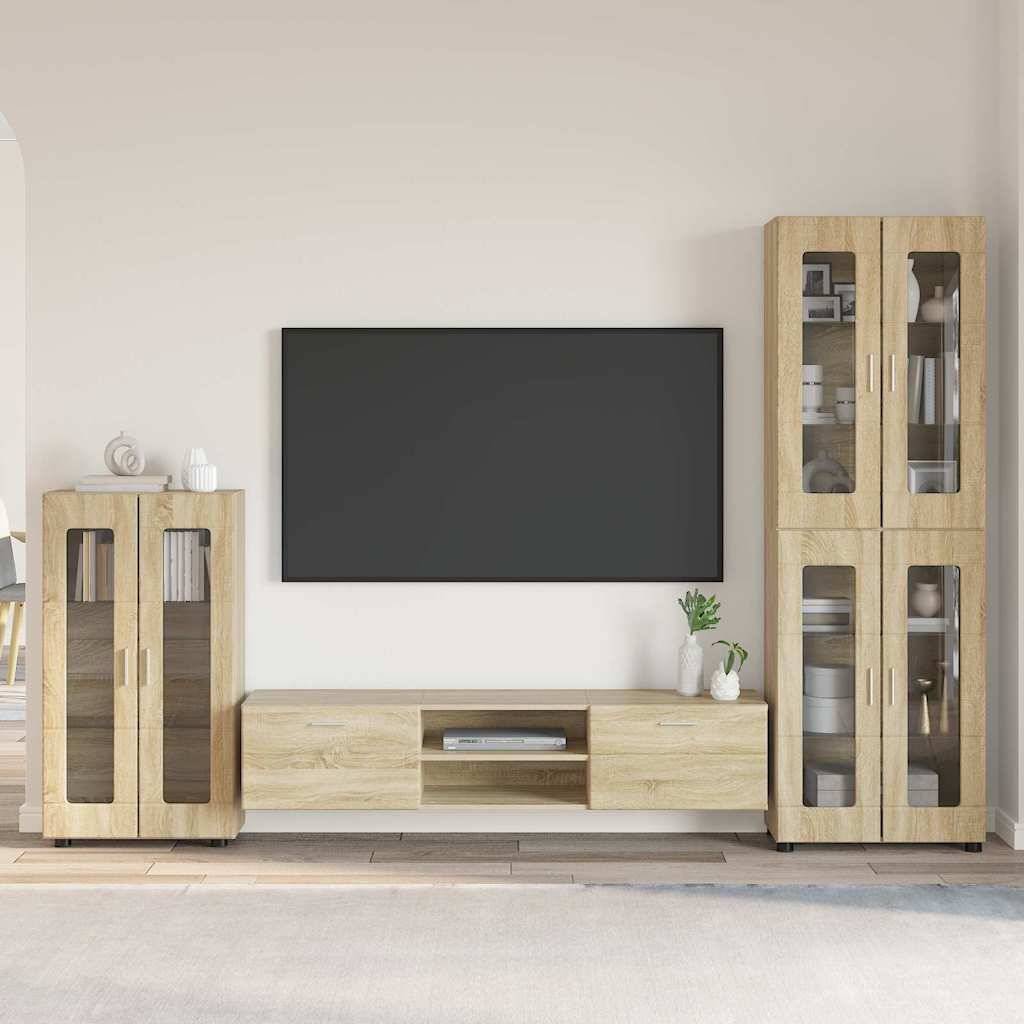 vidaXL TV-Schrankset mit Regal FLORIN 3 pcs Sonoma-Eiche Holzwerkstoff