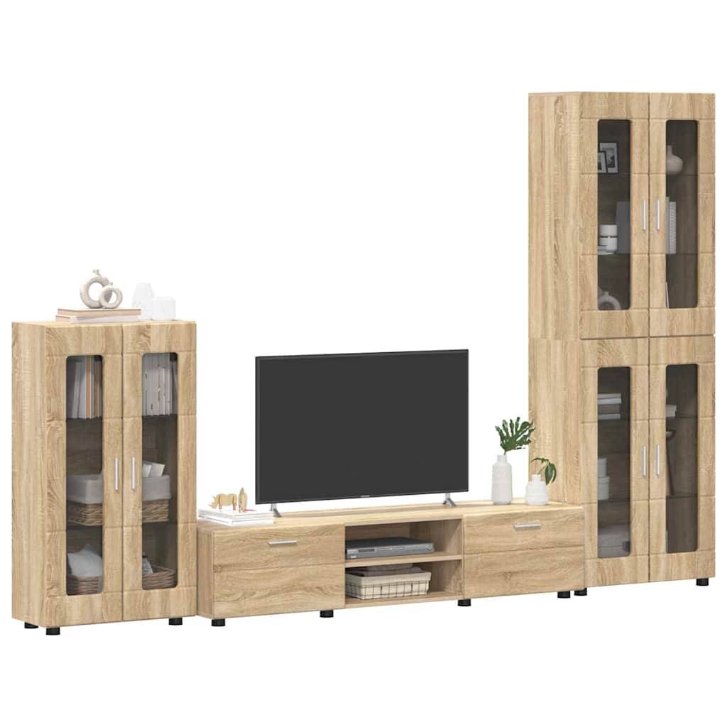 vidaXL TV-Schrankset mit Regal FLORIN 3 pcs Sonoma-Eiche Holzwerkstoff