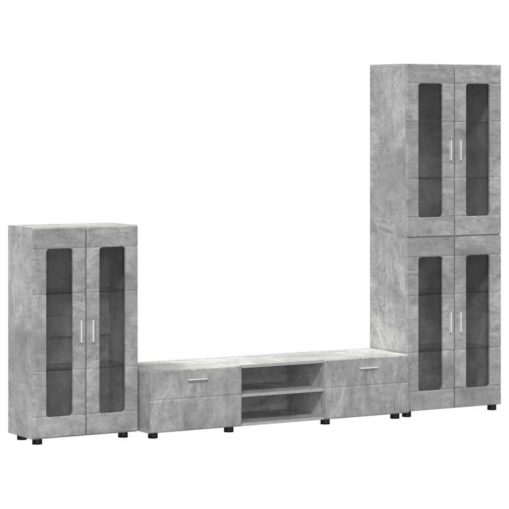 vidaXL TV-Schrankset mit Regal FLORIN 3 pcs Beton Grau Holzwerkstoff