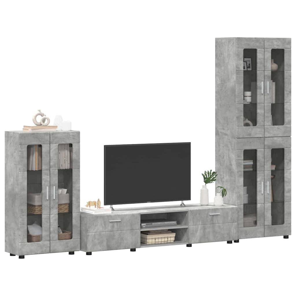 vidaXL TV-Schrankset mit Regal FLORIN 3 pcs Beton Grau Holzwerkstoff