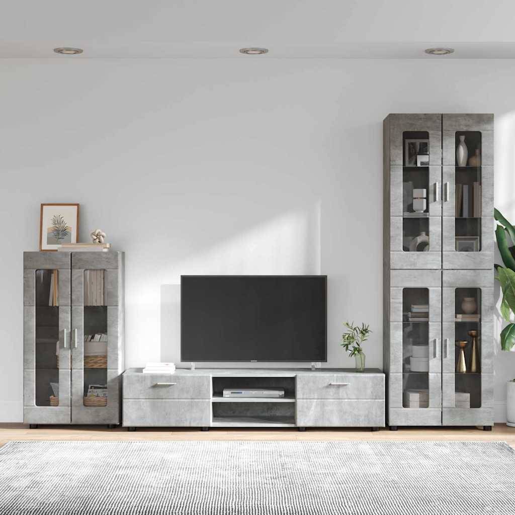 vidaXL TV-Schrankset mit Regal FLORIN 3 pcs Beton Grau Holzwerkstoff