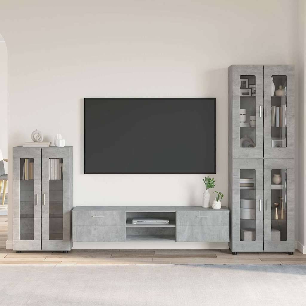 vidaXL TV-Schrankset mit Regal FLORIN 3 pcs Beton Grau Holzwerkstoff