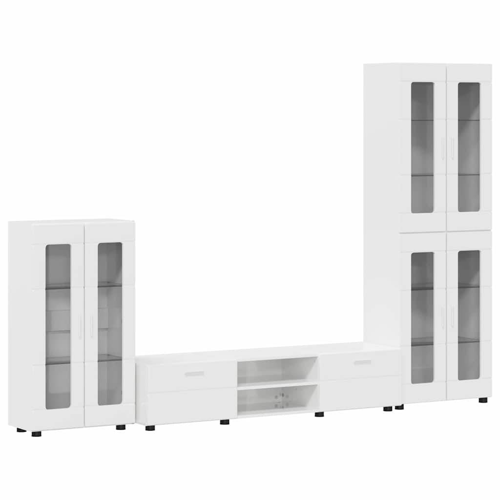 vidaXL TV-Schrankset mit Tür FLORIN 3 pcs Hochglanz Weiß Holzwerkstoff