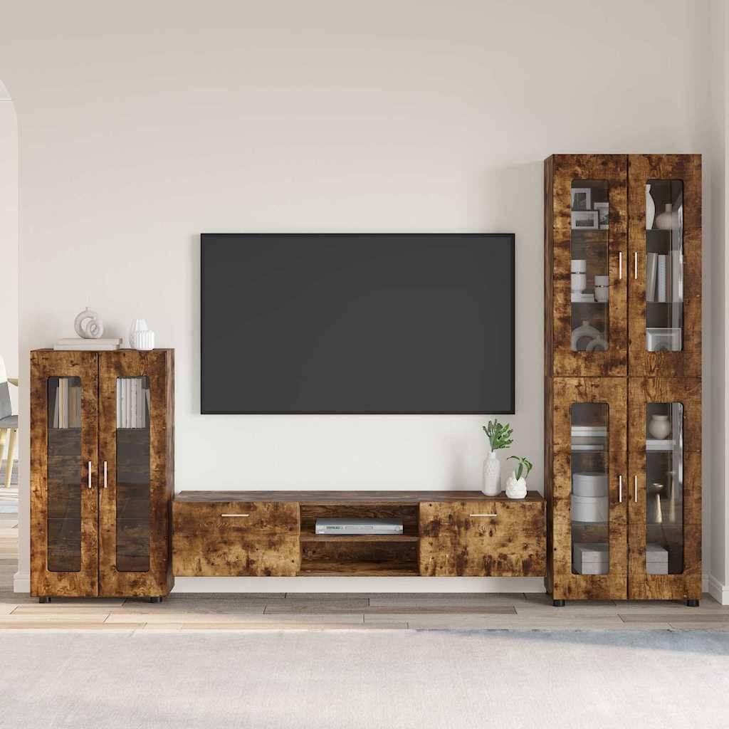 vidaXL TV-Schrankset FLORIN 3 pcs Geräucherte Eiche Holzwerkstoff