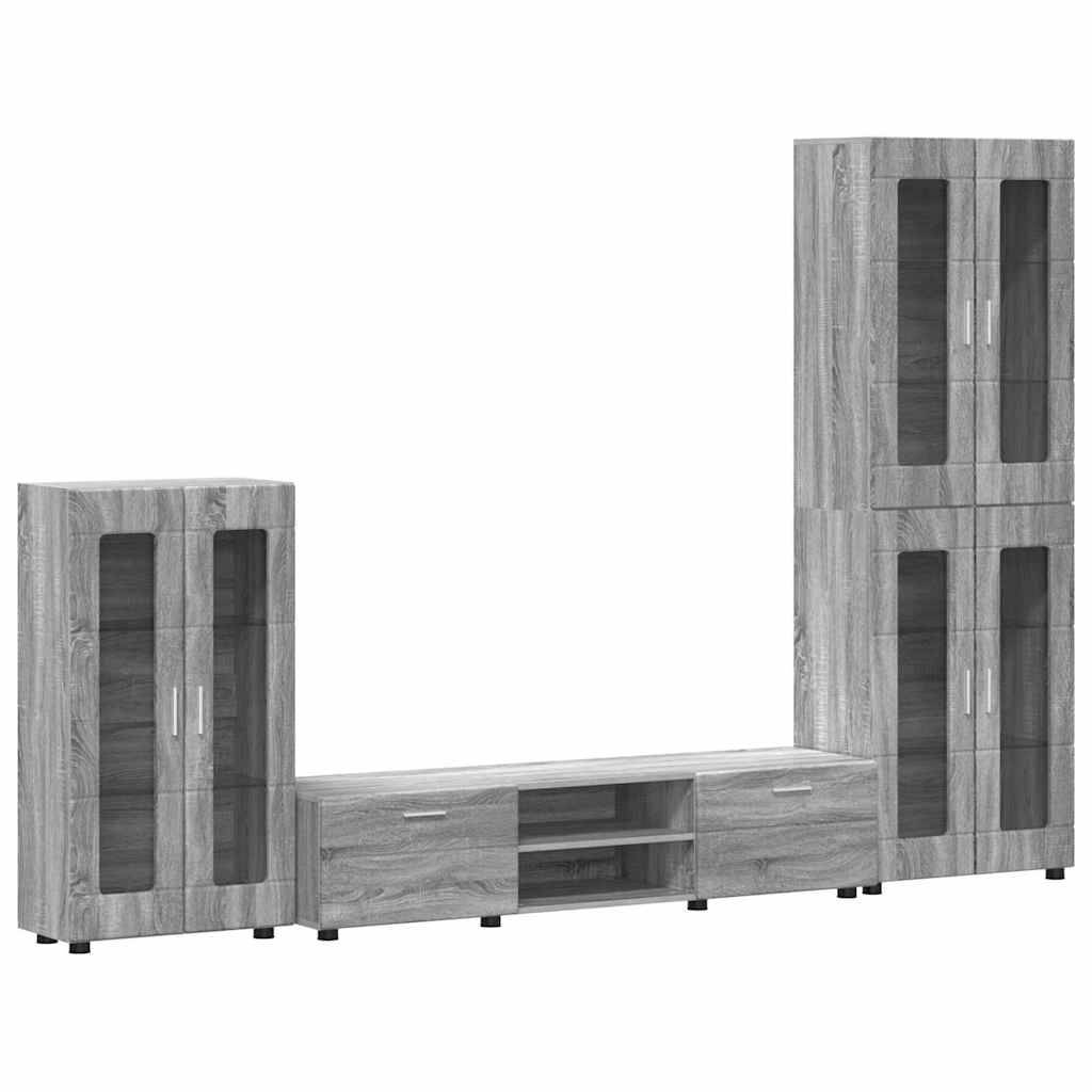 vidaXL TV-Schrankset mit Tür FLORIN 3 pcs Graues Sonoma Holzwerkstoff