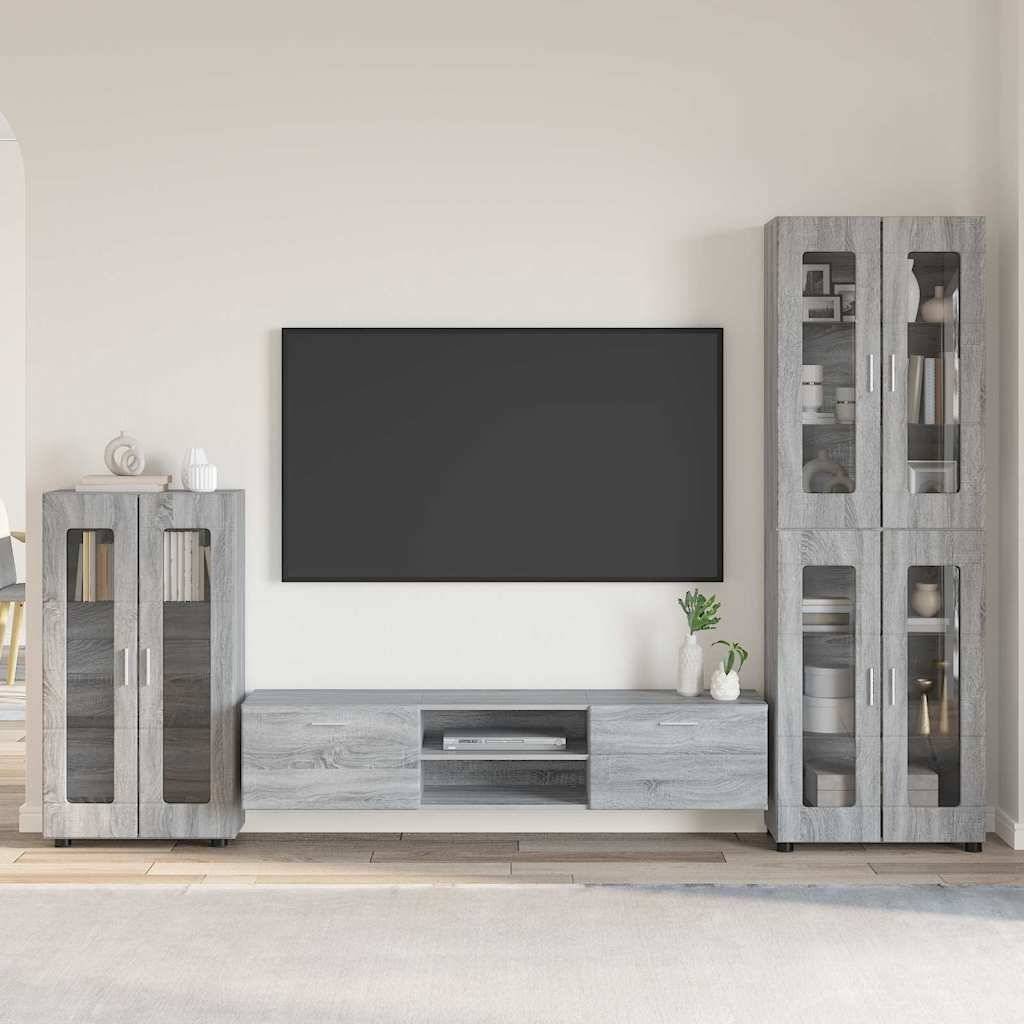 vidaXL TV-Schrankset mit Tür FLORIN 3 pcs Graues Sonoma Holzwerkstoff