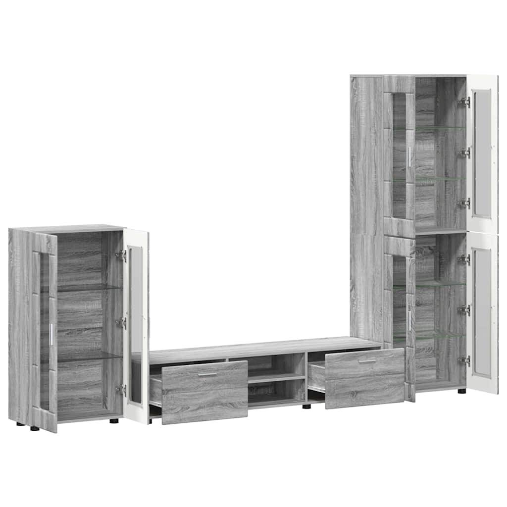 vidaXL TV-Schrankset mit Tür FLORIN 3 pcs Graues Sonoma Holzwerkstoff