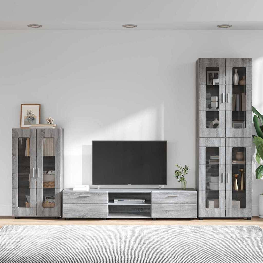 vidaXL TV-Schrankset mit Tür FLORIN 3 pcs Graues Sonoma Holzwerkstoff