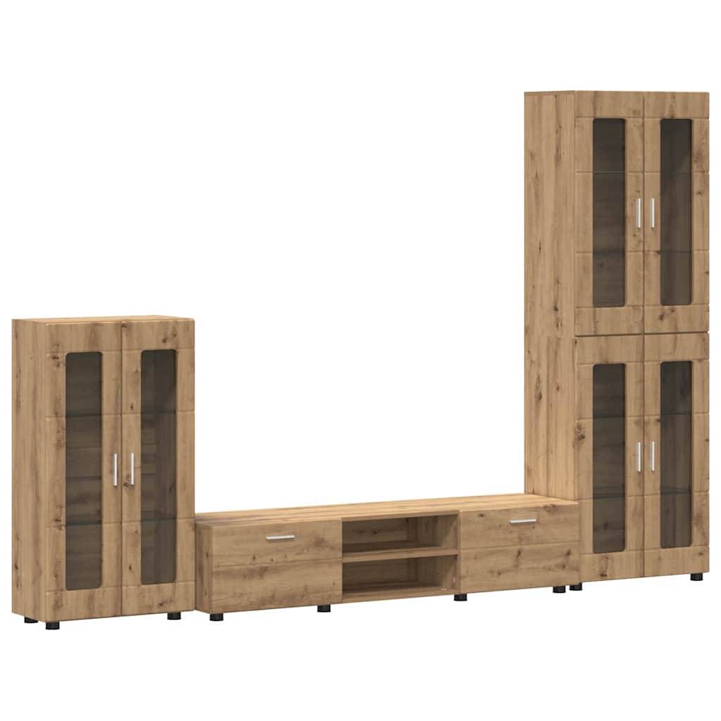 vidaXL TV-Schrankset mit Tür FLORIN 3 pcs Artisan-Eiche Holzwerkstoff