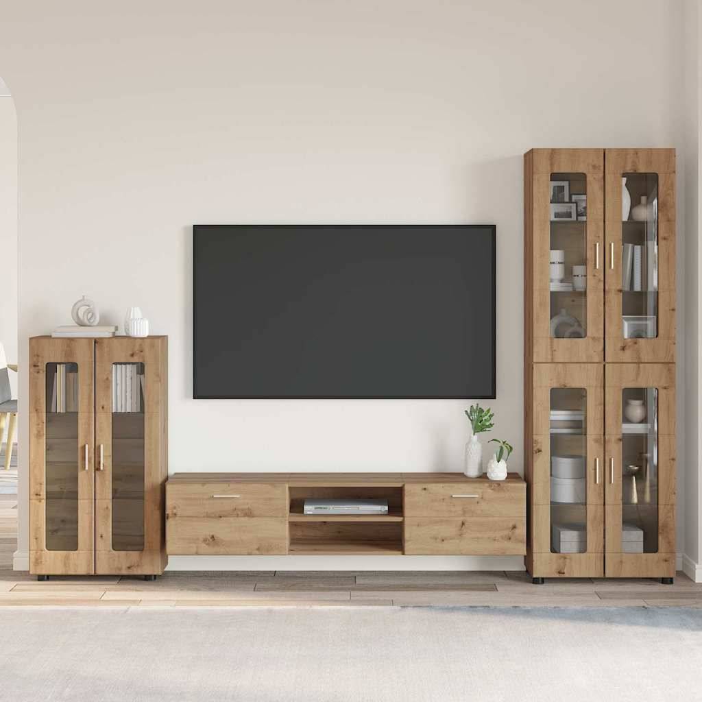 vidaXL TV-Schrankset mit Tür FLORIN 3 pcs Artisan-Eiche Holzwerkstoff