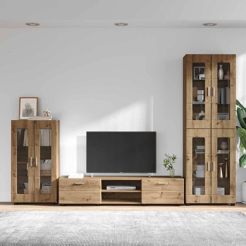 vidaXL TV-Schrankset mit Tür FLORIN 3 pcs Artisan-Eiche Holzwerkstoff