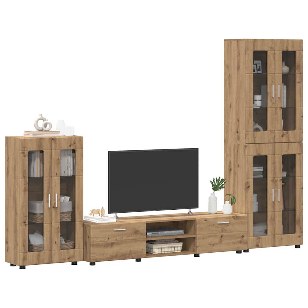 vidaXL TV-Schrankset mit Tür FLORIN 3 pcs Artisan-Eiche Holzwerkstoff
