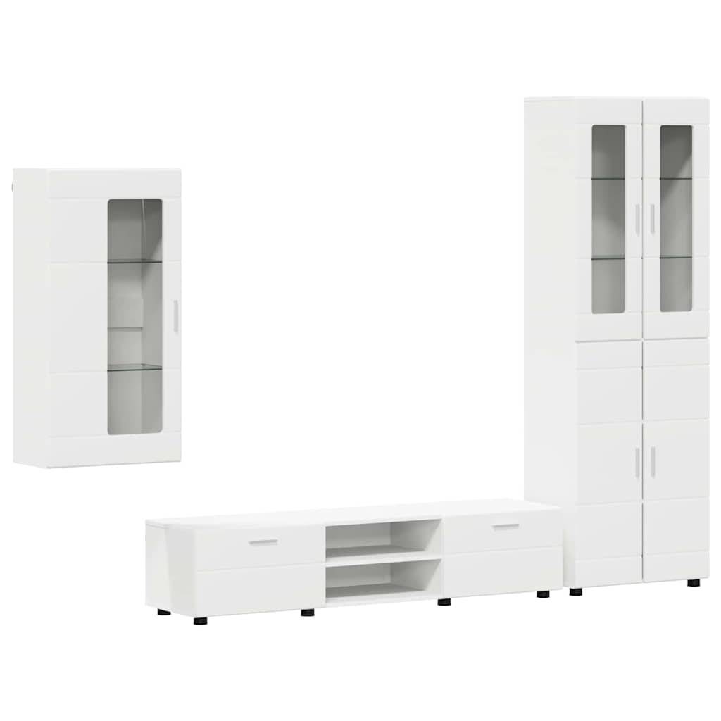 vidaXL TV-Schrankset mit Schubladen FLORIN 3 pcs Weiß Holzwerkstoff
