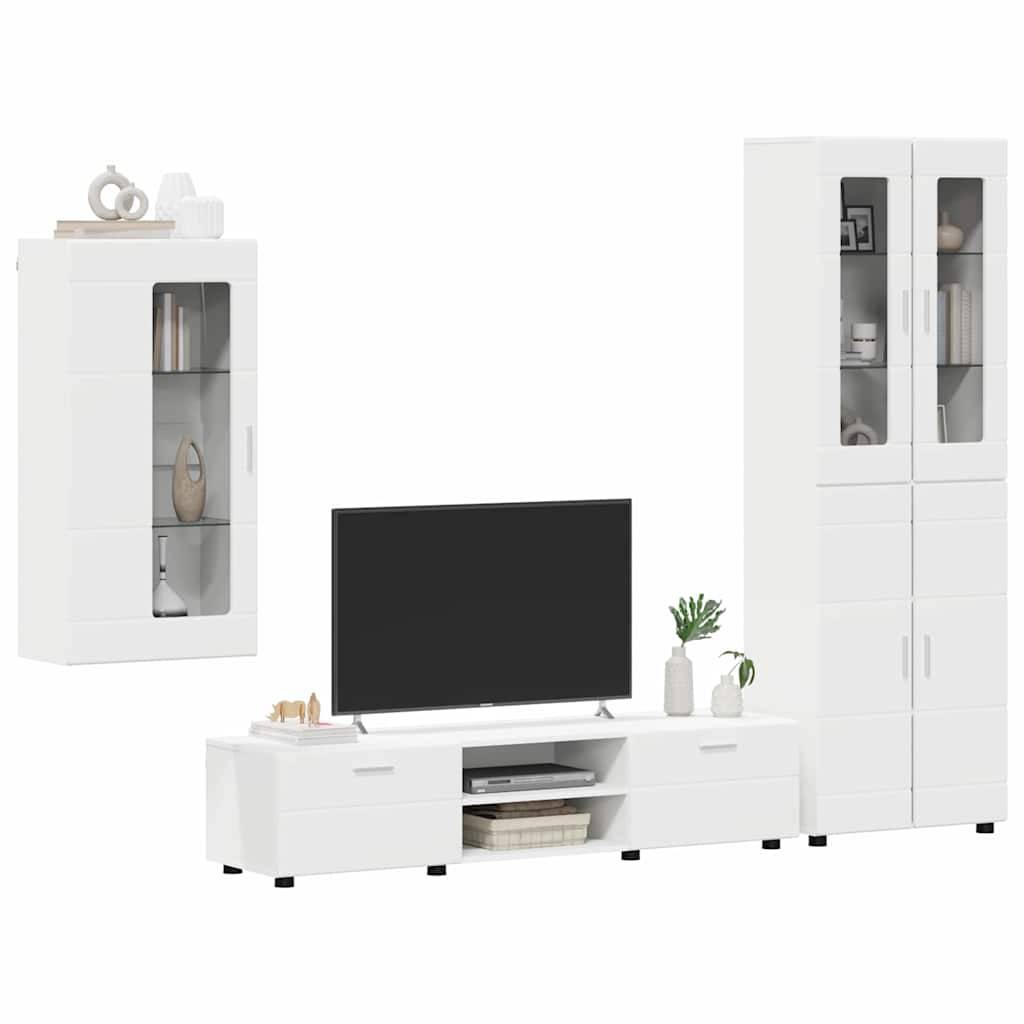 vidaXL TV-Schrankset mit Schubladen FLORIN 3 pcs Weiß Holzwerkstoff