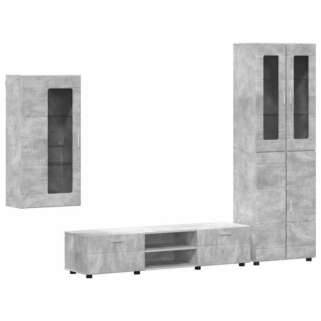 vidaXL TV-Schrankset mit Regal FLORIN 3 pcs Beton Grau Holzwerkstoff