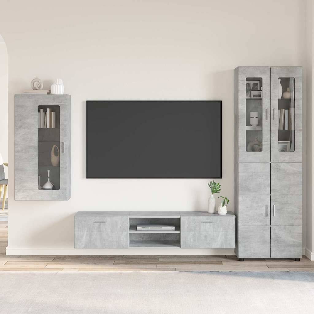 vidaXL TV-Schrankset mit Regal FLORIN 3 pcs Beton Grau Holzwerkstoff