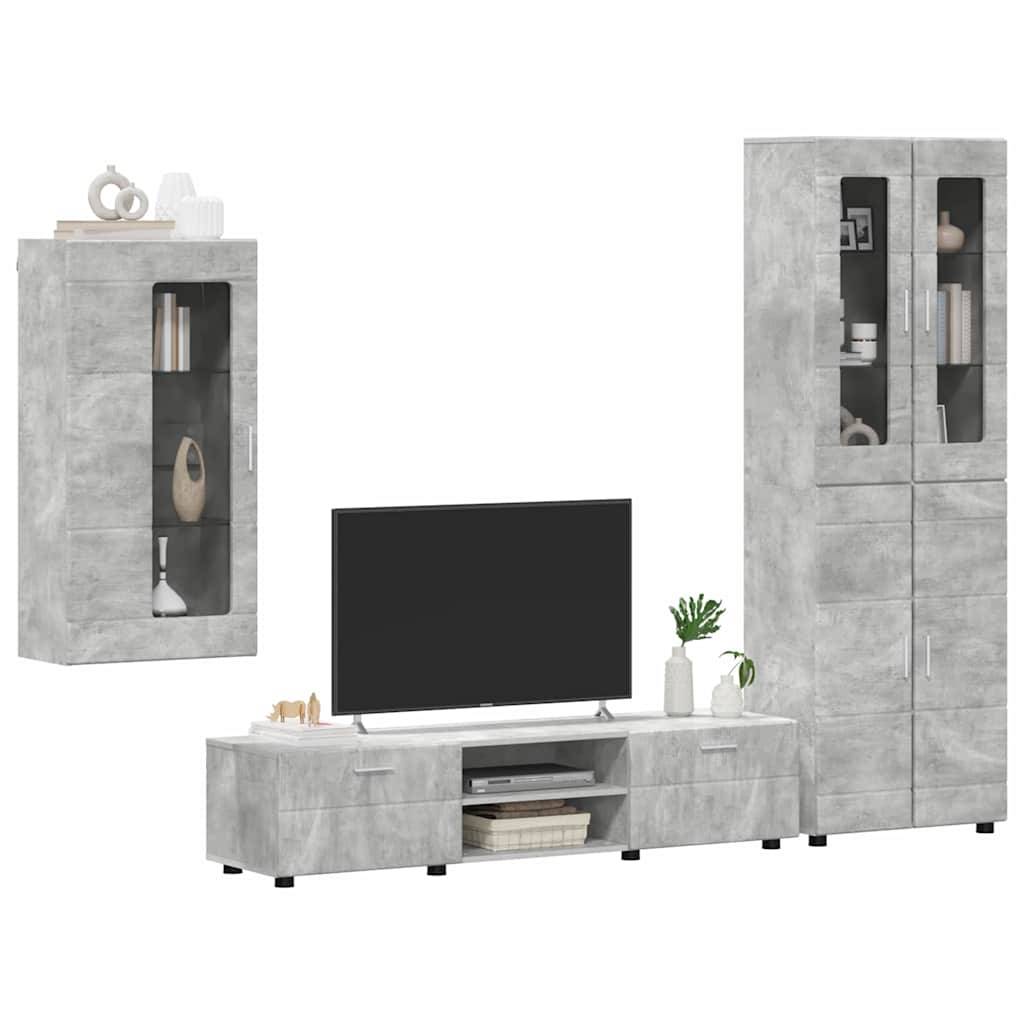 vidaXL TV-Schrankset mit Regal FLORIN 3 pcs Beton Grau Holzwerkstoff