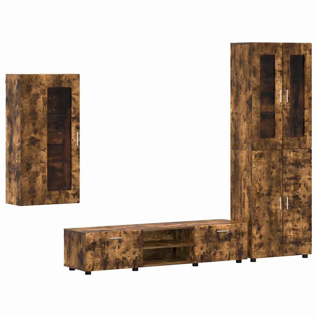 vidaXL TV-Schrankset FLORIN 3 pcs Geräucherte Eiche Holzwerkstoff
