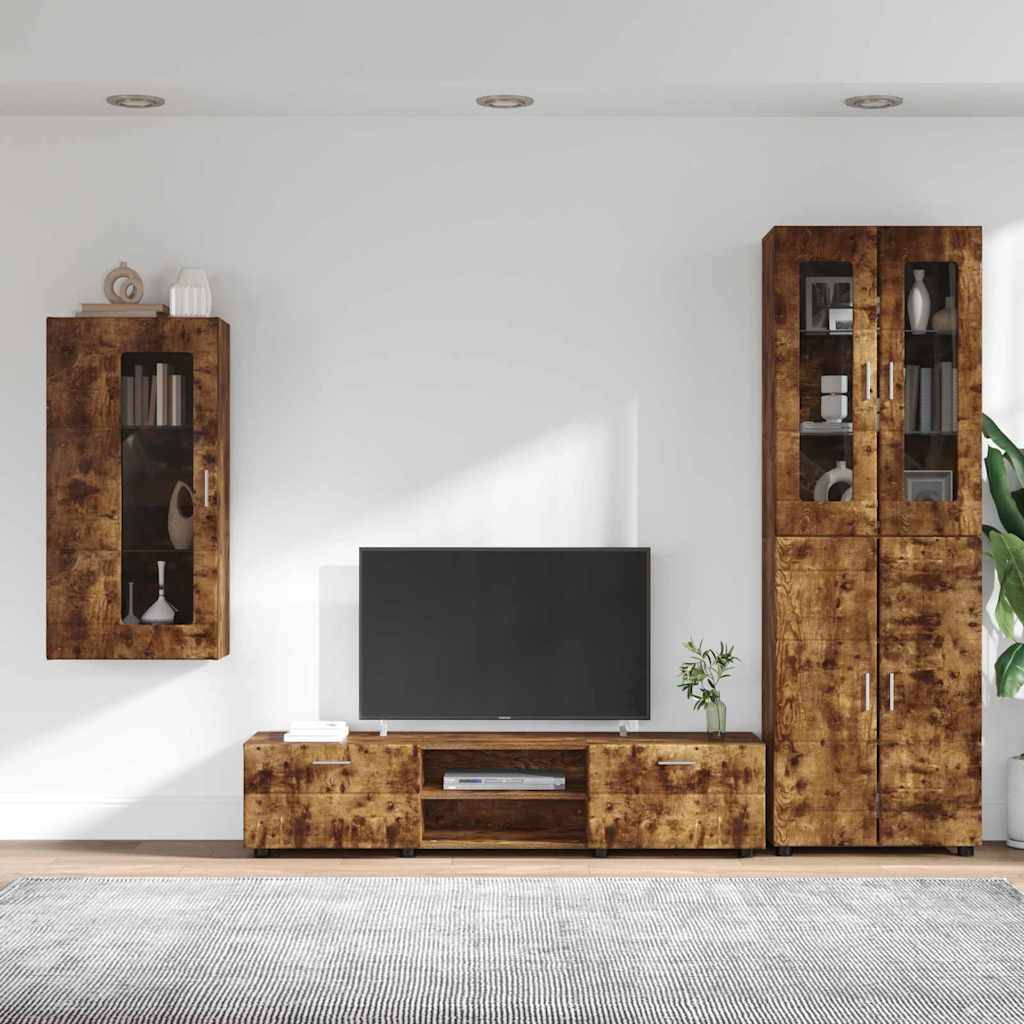 vidaXL TV-Schrankset FLORIN 3 pcs Geräucherte Eiche Holzwerkstoff