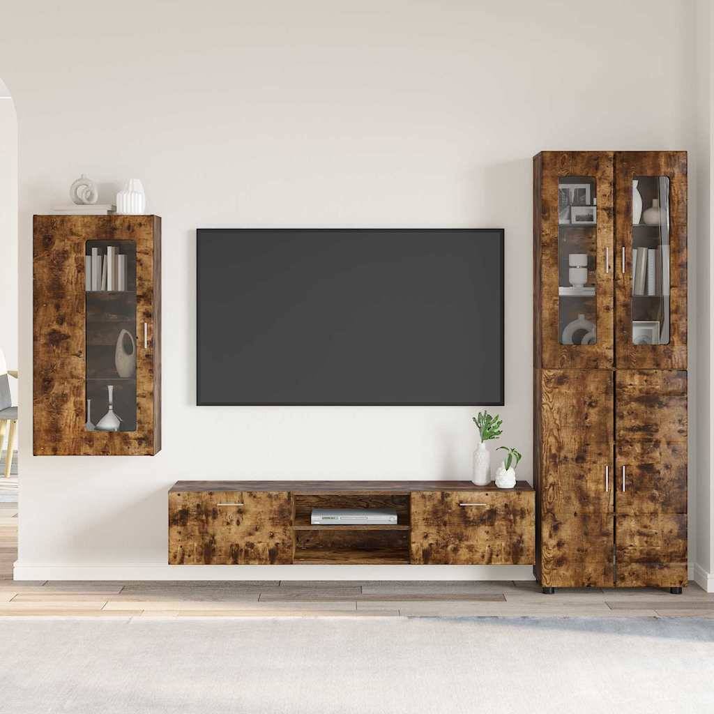 vidaXL TV-Schrankset FLORIN 3 pcs Geräucherte Eiche Holzwerkstoff