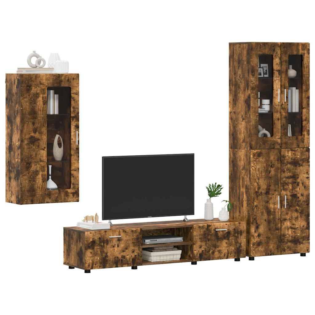 vidaXL TV-Schrankset FLORIN 3 pcs Geräucherte Eiche Holzwerkstoff