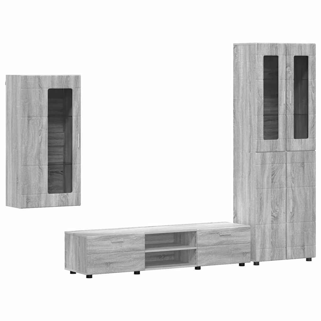 vidaXL TV-Schrankset mit Tür FLORIN 3 pcs Graues Sonoma Holzwerkstoff