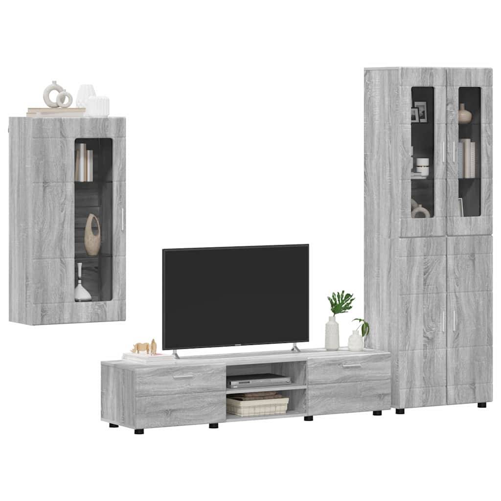 vidaXL TV-Schrankset mit Tür FLORIN 3 pcs Graues Sonoma Holzwerkstoff