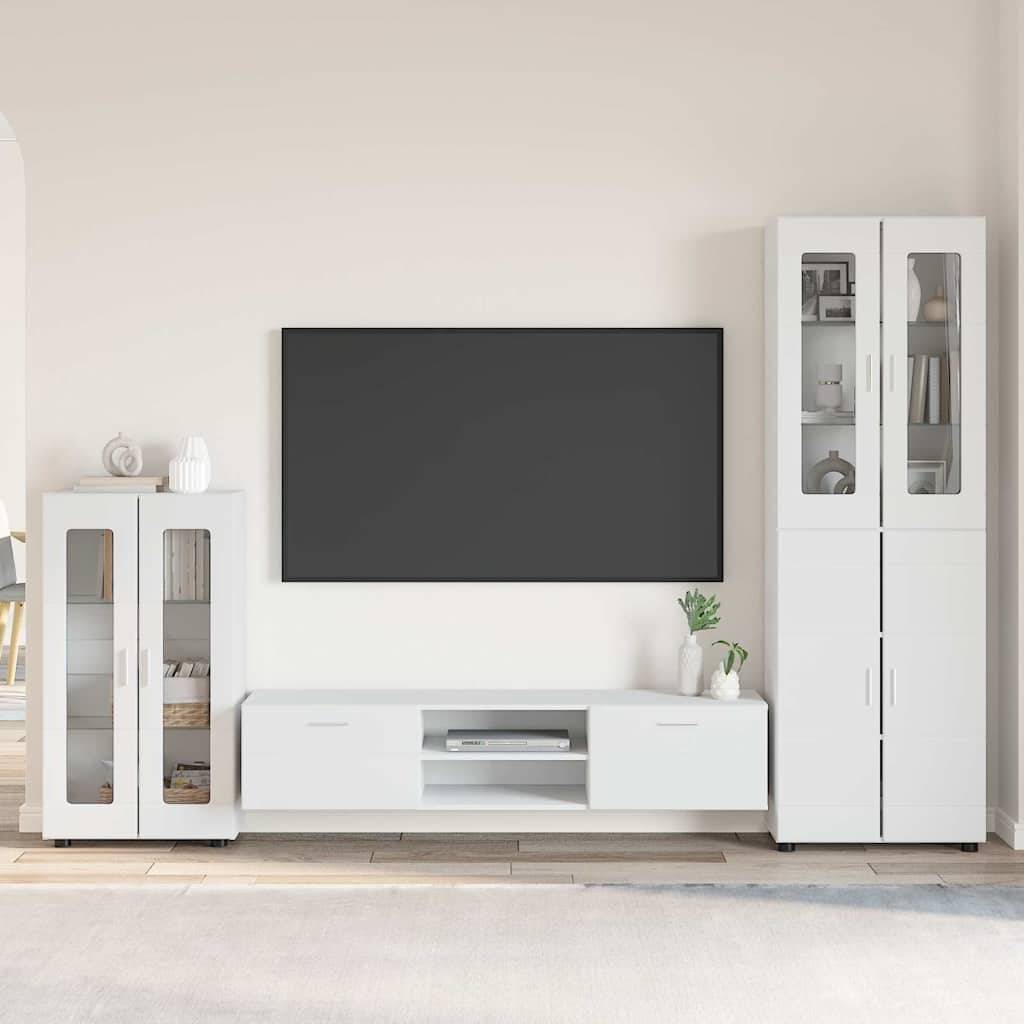 vidaXL TV-Schrankset mit Schubladen FLORIN 3 pcs Weiß Holzwerkstoff