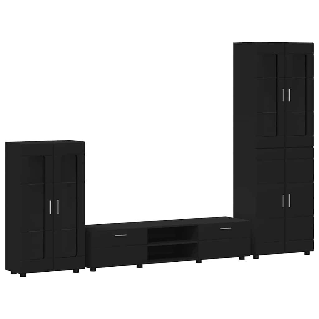 vidaXL TV-Schrankset mit Schubladen FLORIN 3 pcs Schwarz Holzwerkstoff
