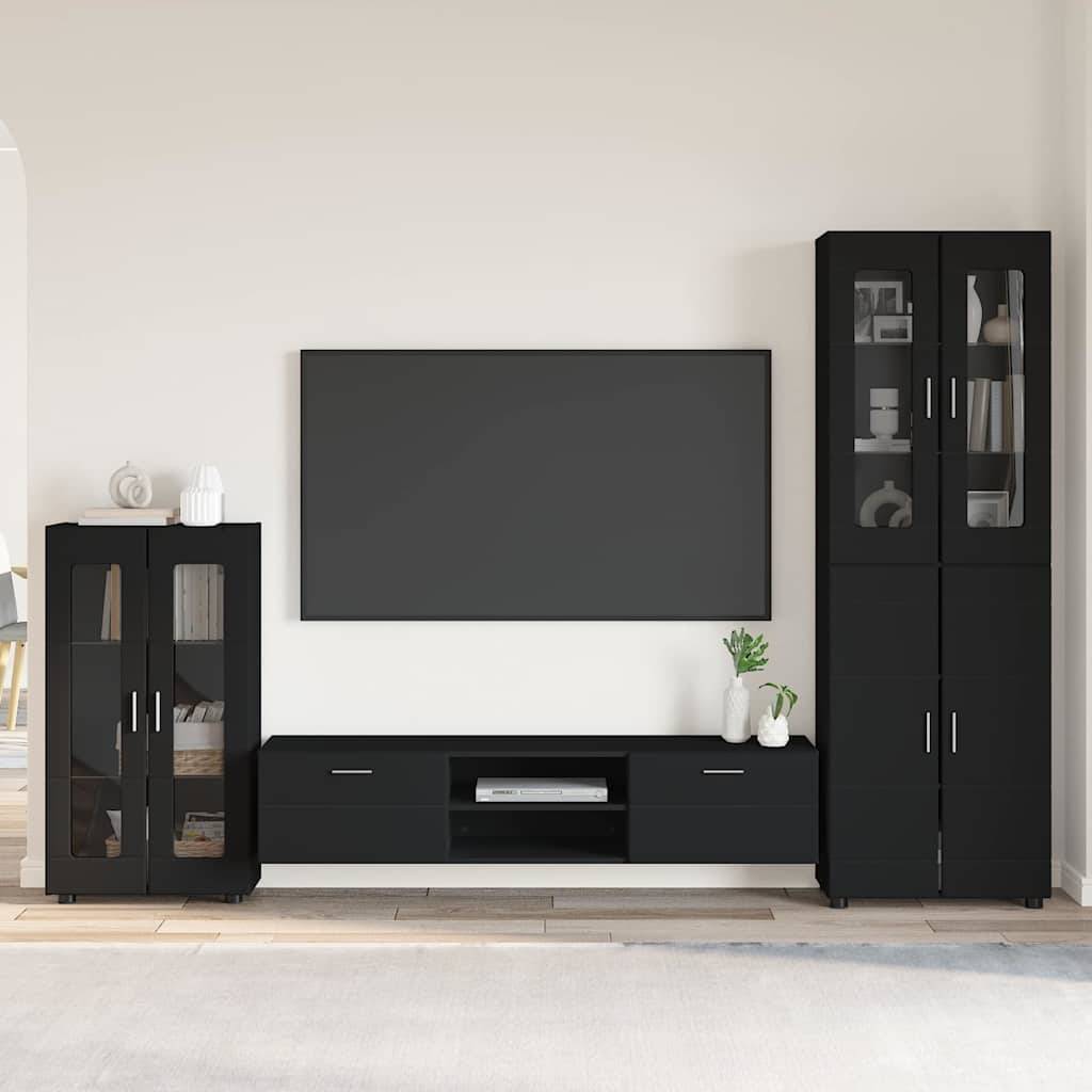 vidaXL TV-Schrankset mit Schubladen FLORIN 3 pcs Schwarz Holzwerkstoff