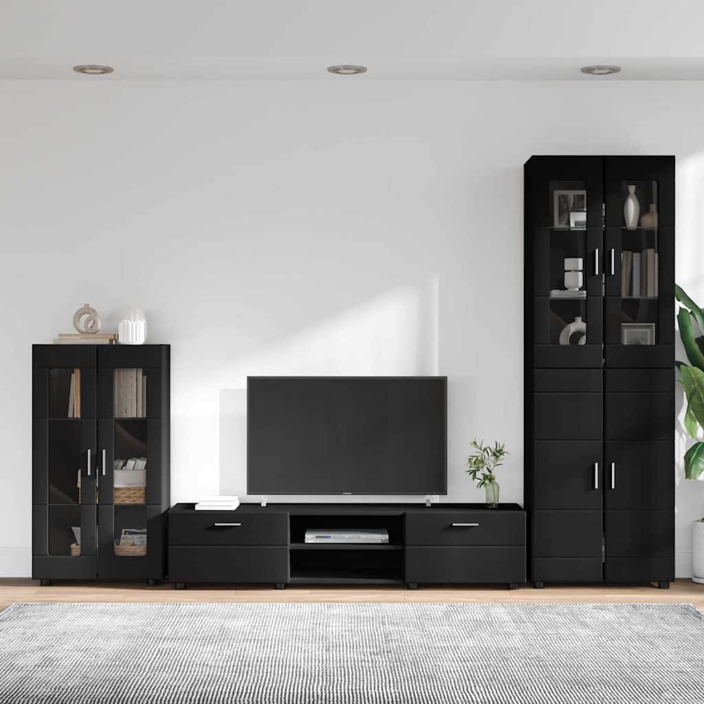 vidaXL TV-Schrankset mit Schubladen FLORIN 3 pcs Schwarz Holzwerkstoff