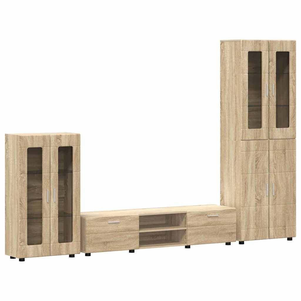 vidaXL TV-Schrankset mit Regal FLORIN 3 pcs Sonoma-Eiche Holzwerkstoff