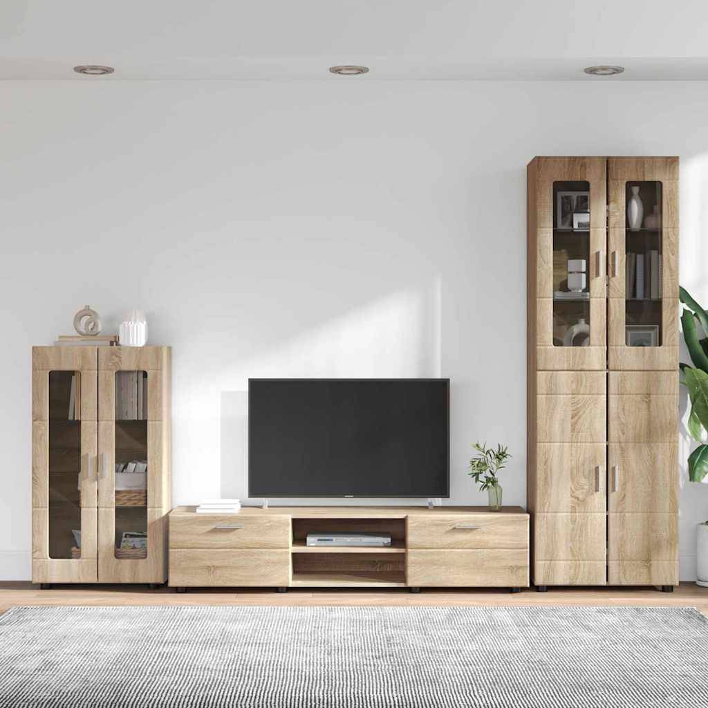 vidaXL TV-Schrankset mit Regal FLORIN 3 pcs Sonoma-Eiche Holzwerkstoff