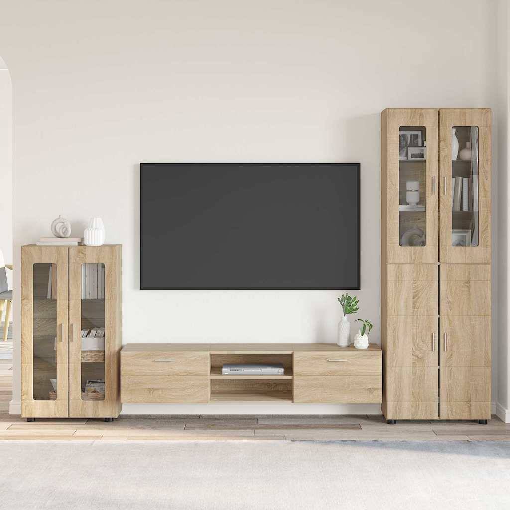 vidaXL TV-Schrankset mit Regal FLORIN 3 pcs Sonoma-Eiche Holzwerkstoff
