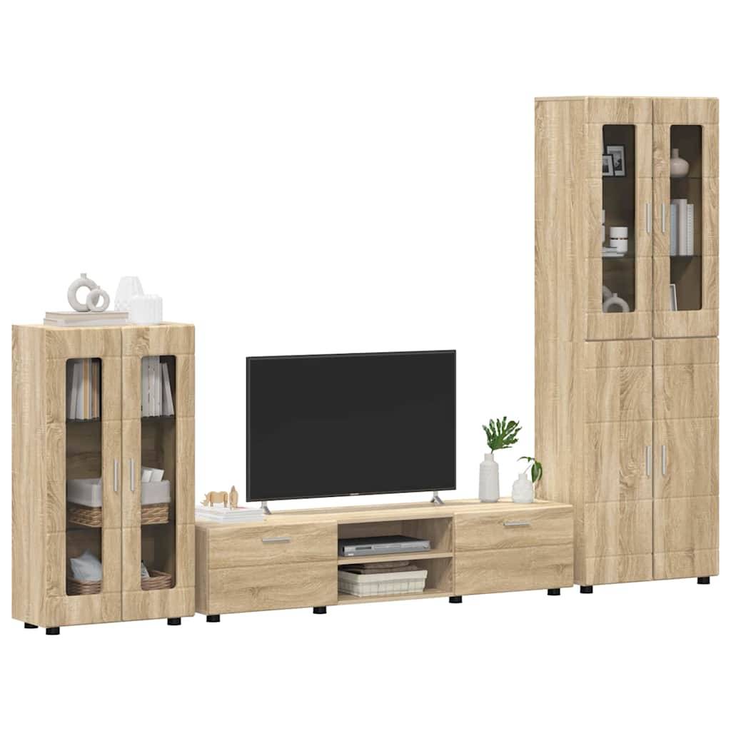 vidaXL TV-Schrankset mit Regal FLORIN 3 pcs Sonoma-Eiche Holzwerkstoff