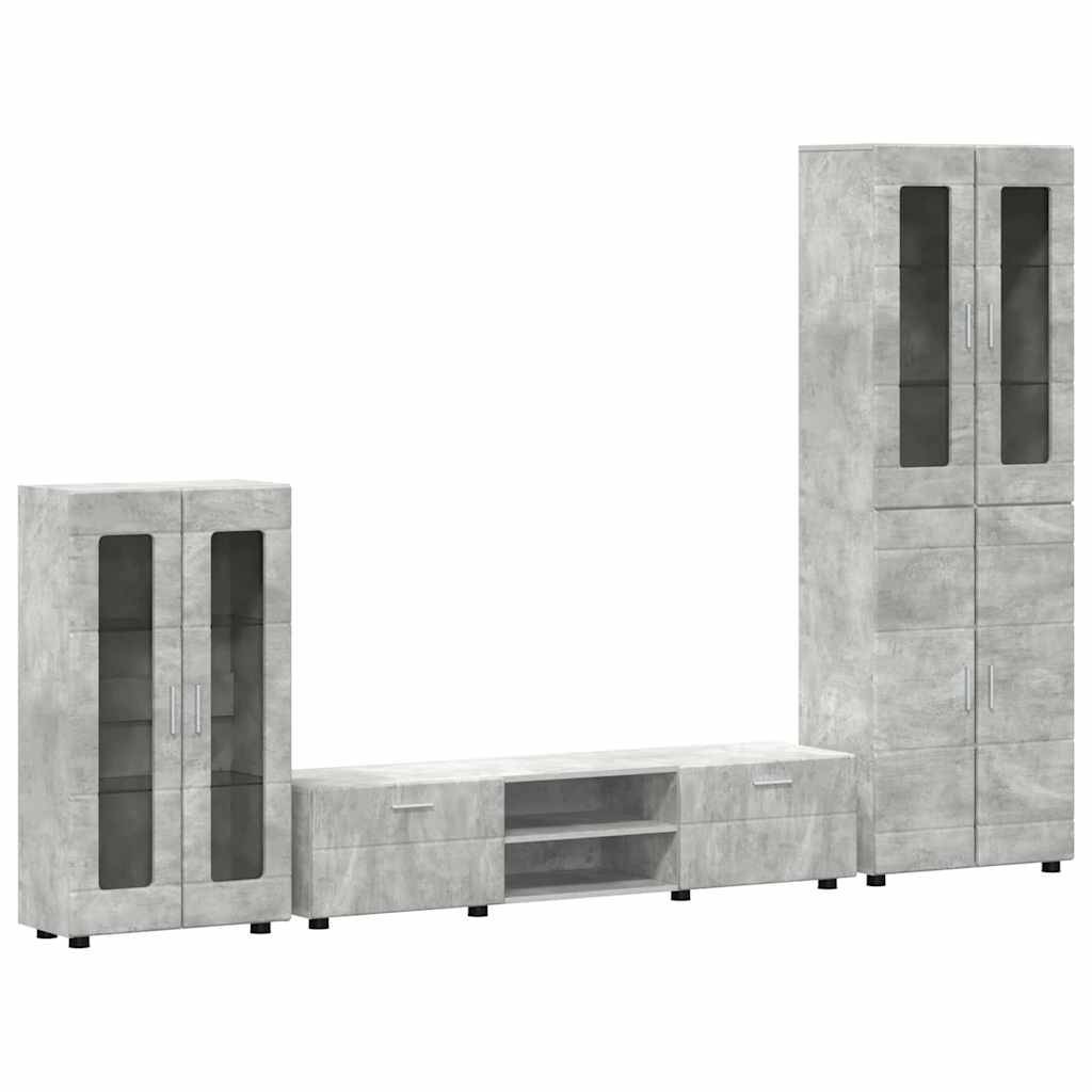 vidaXL TV-Schrankset mit Regal FLORIN 3 pcs Beton Grau Holzwerkstoff