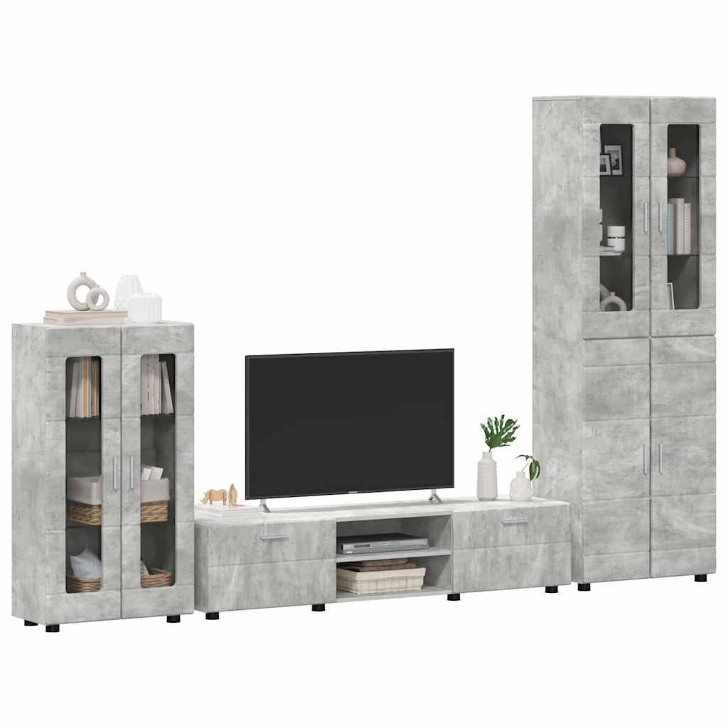 vidaXL TV-Schrankset mit Regal FLORIN 3 pcs Beton Grau Holzwerkstoff