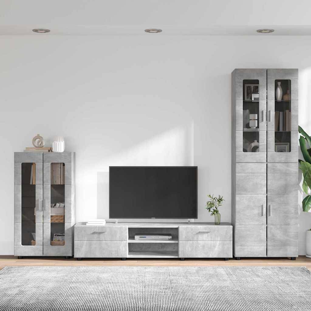 vidaXL TV-Schrankset mit Regal FLORIN 3 pcs Beton Grau Holzwerkstoff