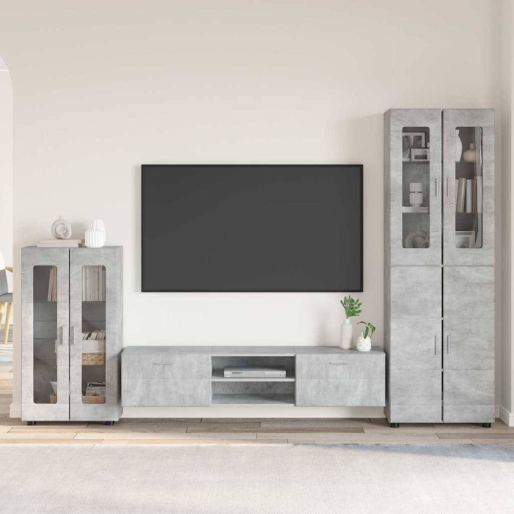 vidaXL TV-Schrankset mit Regal FLORIN 3 pcs Beton Grau Holzwerkstoff