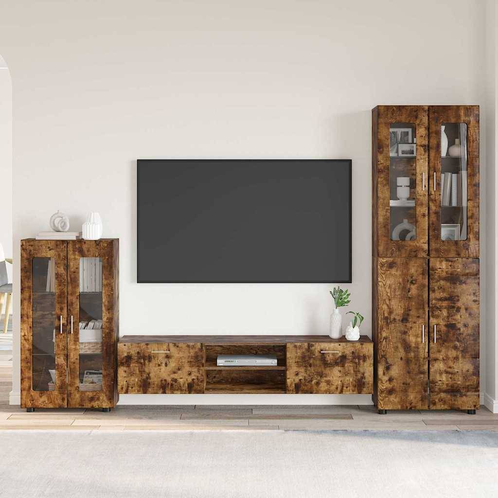 vidaXL TV-Schrankset FLORIN 3 pcs Geräucherte Eiche Holzwerkstoff