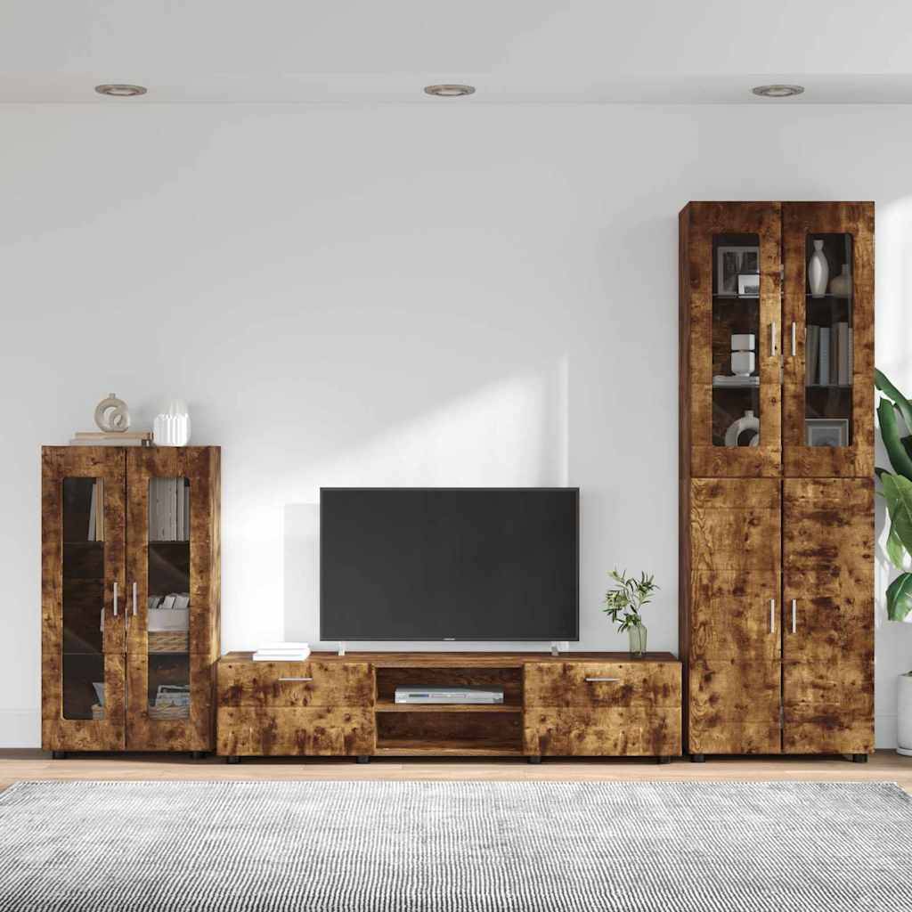 vidaXL TV-Schrankset FLORIN 3 pcs Geräucherte Eiche Holzwerkstoff