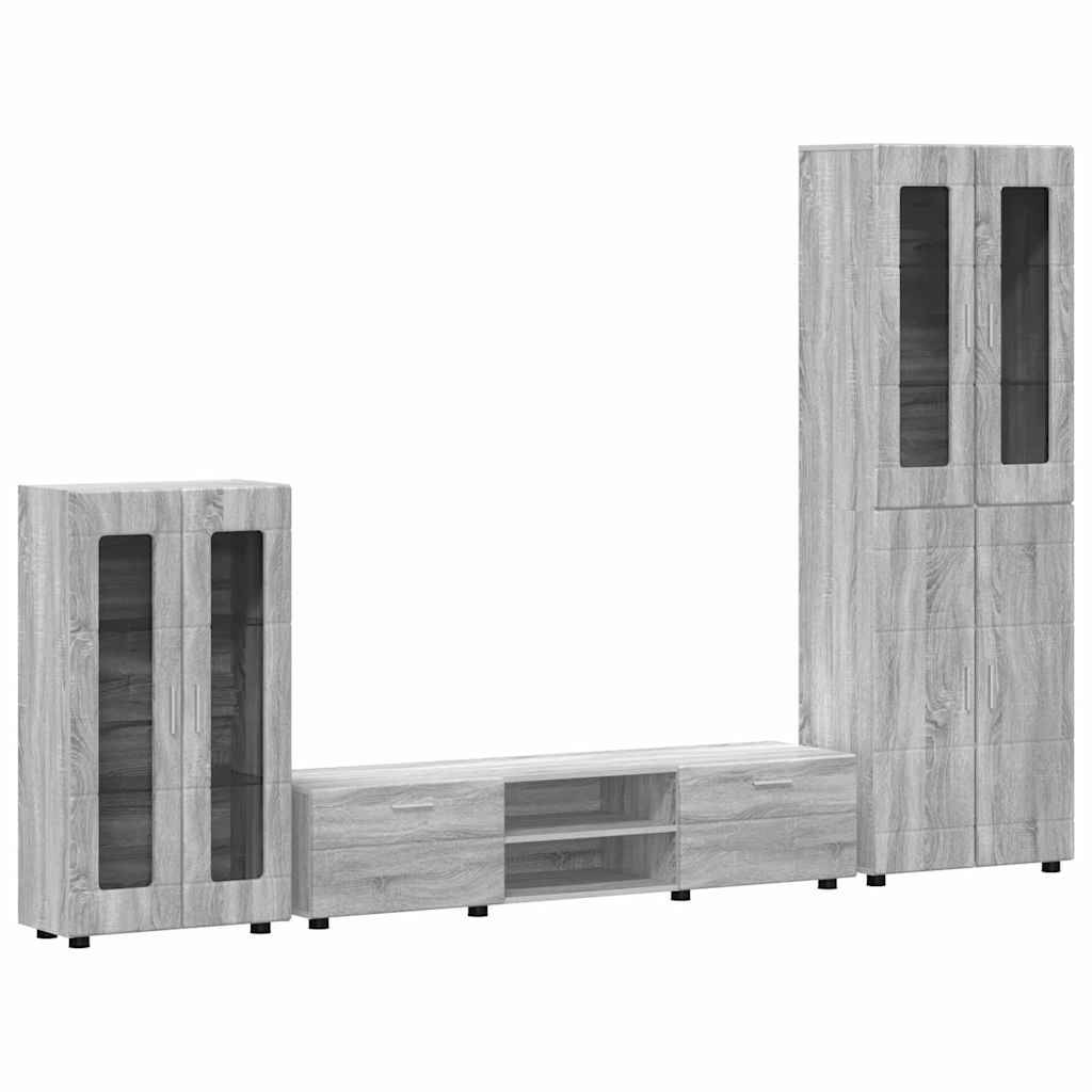 vidaXL TV-Schrankset mit Tür FLORIN 3 pcs Graues Sonoma Holzwerkstoff