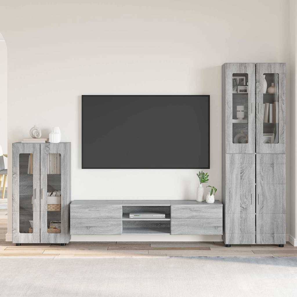 vidaXL TV-Schrankset mit Tür FLORIN 3 pcs Graues Sonoma Holzwerkstoff