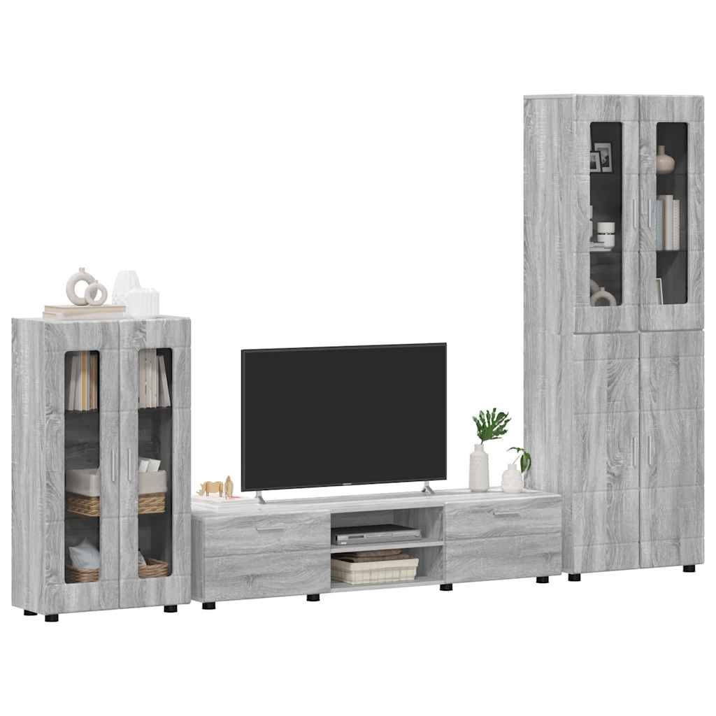 vidaXL TV-Schrankset mit Tür FLORIN 3 pcs Graues Sonoma Holzwerkstoff