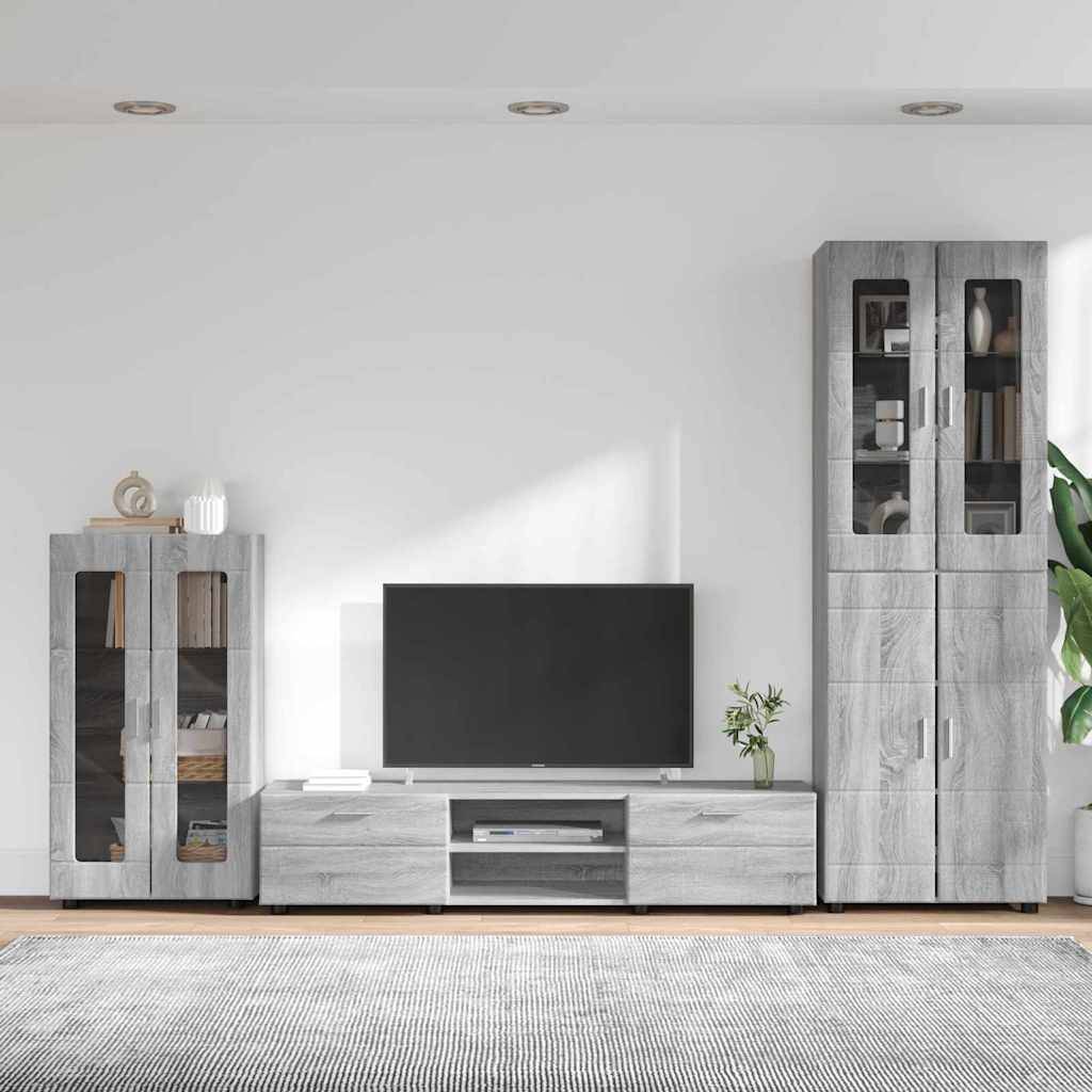 vidaXL TV-Schrankset mit Tür FLORIN 3 pcs Graues Sonoma Holzwerkstoff