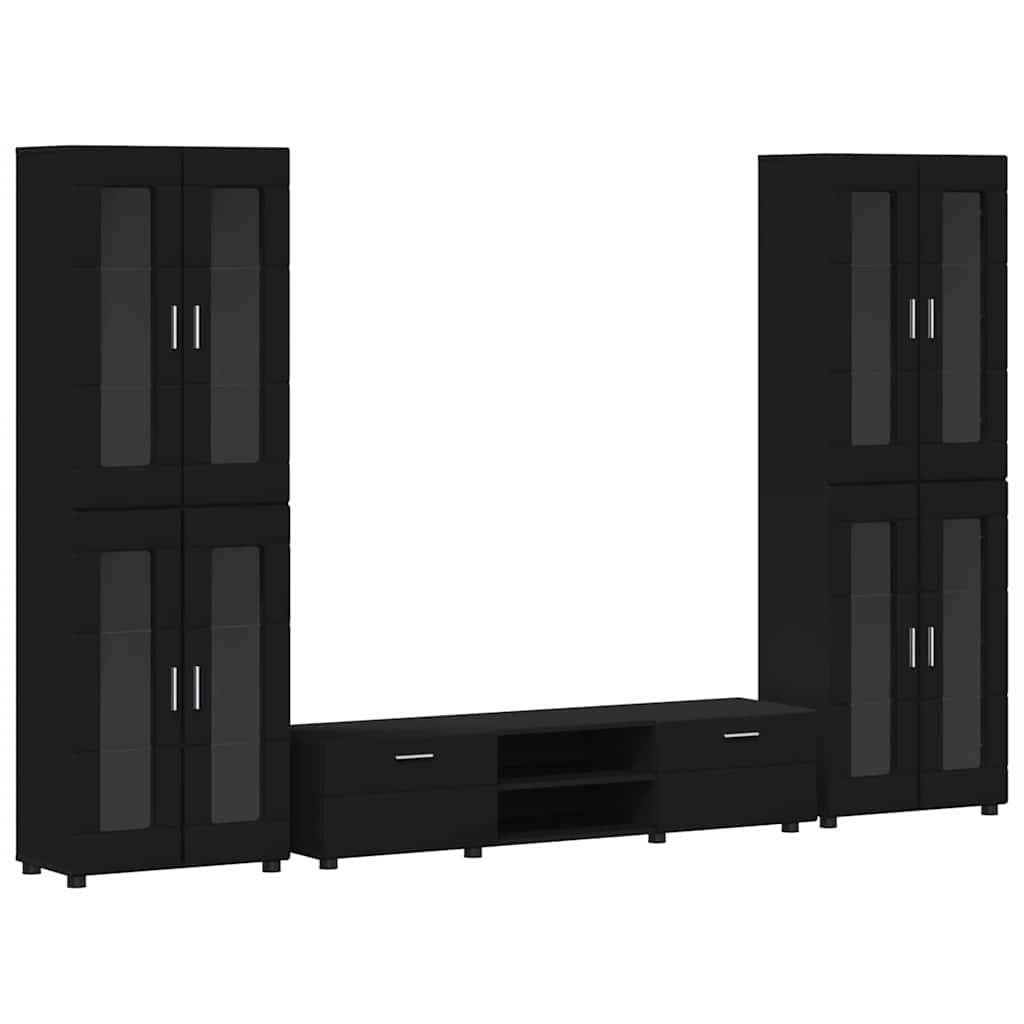 vidaXL TV-Schrankset mit Schubladen FLORIN 3 pcs Schwarz Holzwerkstoff